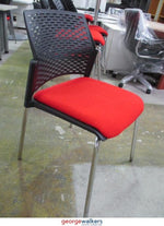 Chair - Reception - Padded Seat - Red - Chrome Legs