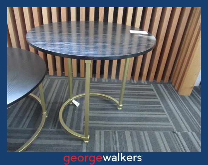 COFFEE TABLE – ROUND – BLACK WOODGRAIN – GOLD BASE – PR6869