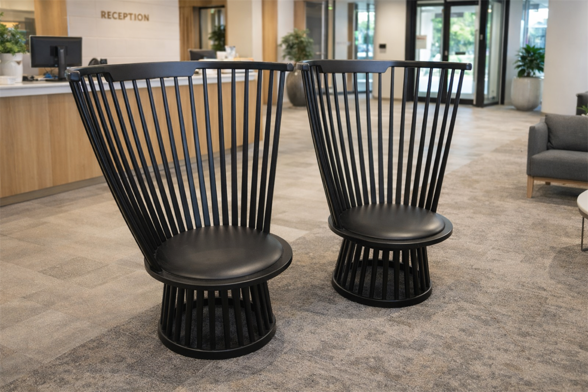 PR6510 Pair of Tom Dixon Black Fan Chairs - George Walkers Office Furniture Megastore