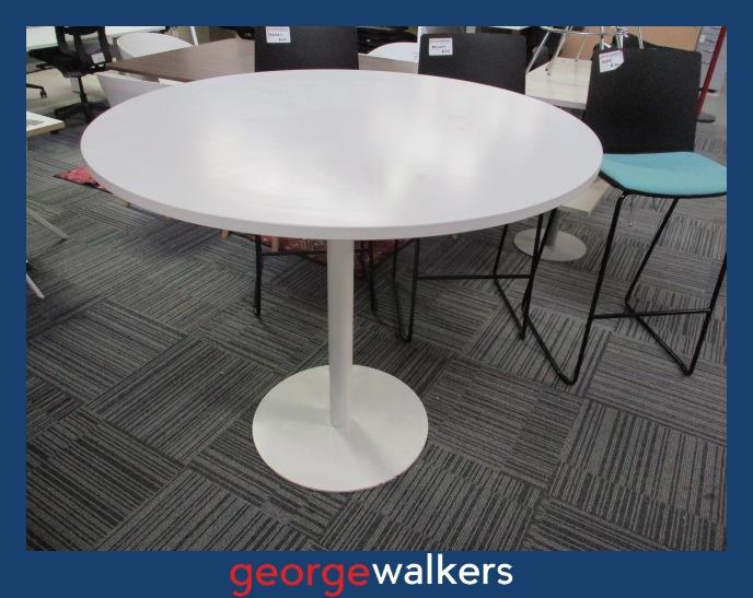PR6302 White Round Bar Leaner Height Meeting Table - George Walkers Office Furniture Megastore