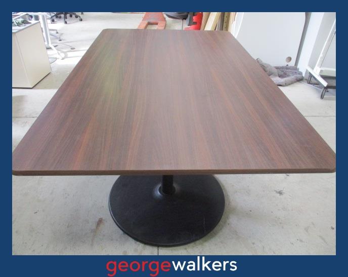 PR6219 Walnut Boardroom Meeting Table - Dark Melteca with Metal Pedestal Bases - George Walkers Office Furniture Megastore