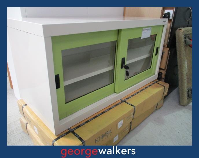 PR5846 White/Green Kiosk Storage Cabinet - George Walkers Office Furniture Megastore