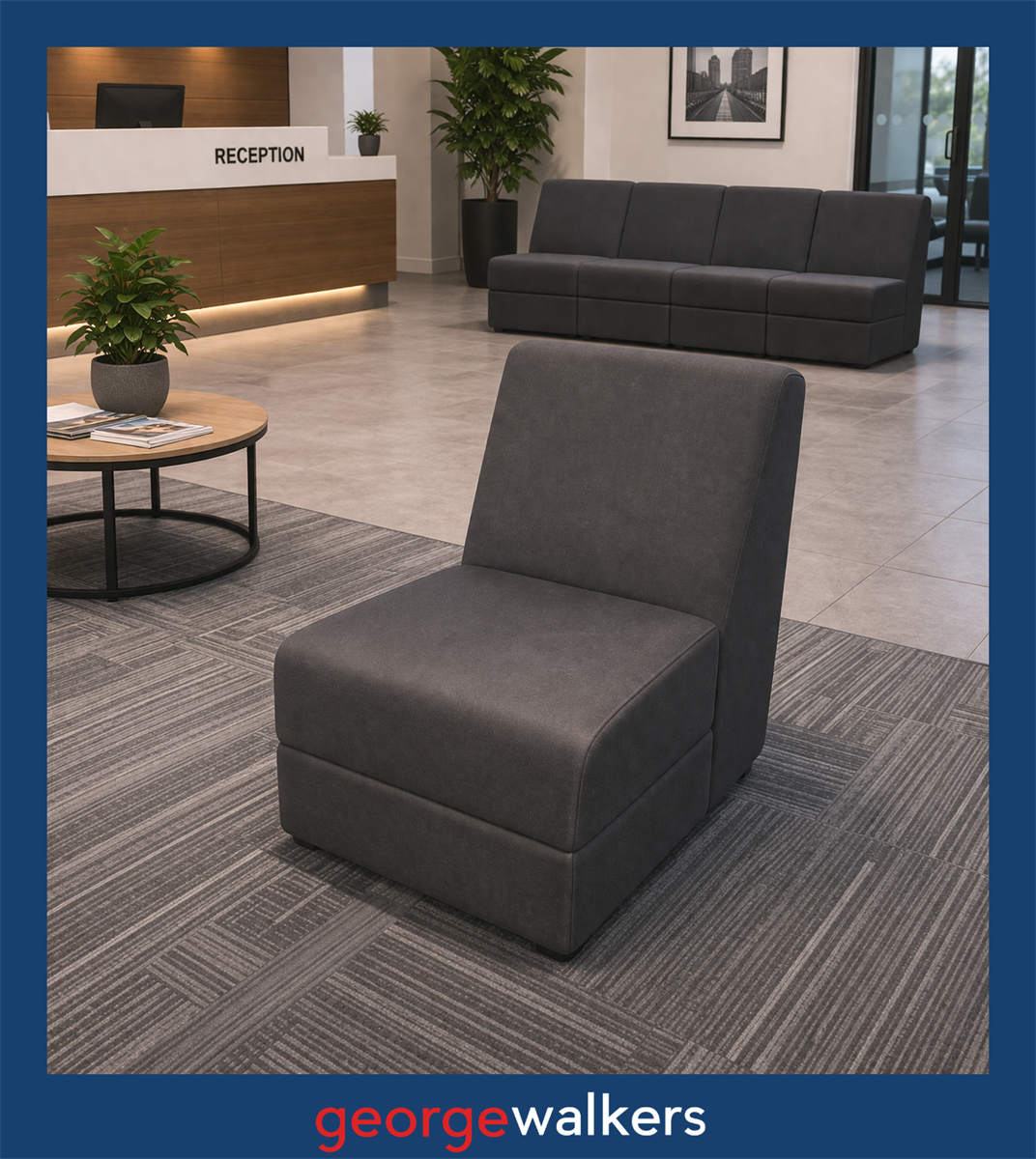 PR5244 - Black Modular Single Seater - George Walkers Office Furniture Megastore