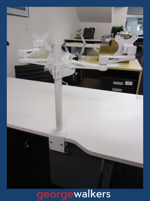 AB008 - White Dual Monitor Arm - George Walkers Office Furniture Megastore