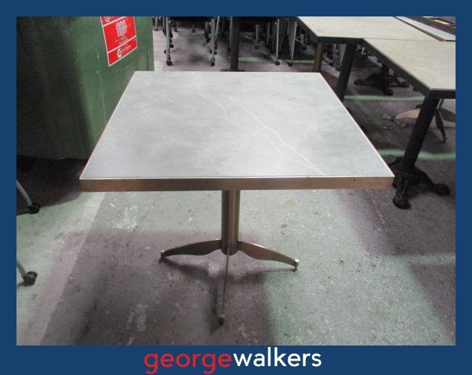 CAFE TABLE – STONE TILE TOP – BRASS BASE – 800MM - RRP APPROX $1200+ – PR6942