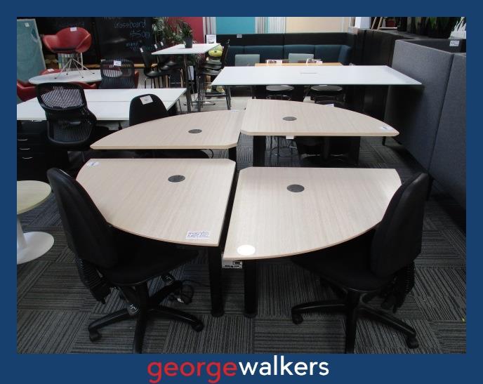 Workstation - Zenith - 4 person electric sit/stand pod - Maple/black - 2m - PR7054