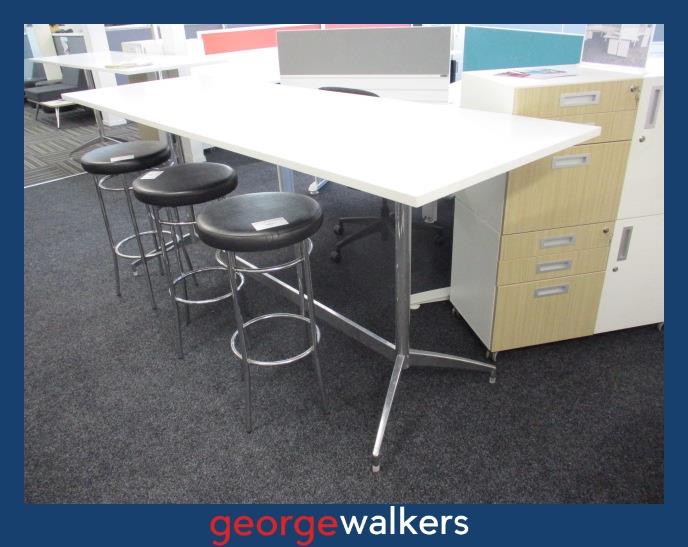 PR5550 - White Bar Leaner Height Meeting Table - George Walkers Office Furniture Megastore