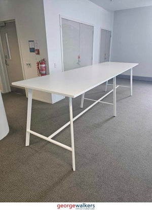 Table - Bar Leaner - White Legs - White - 4500 x 1000 x 1040mm