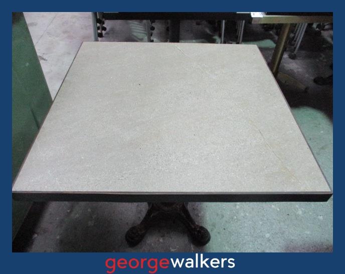 CAFE TABLE – STONE TILE TOP – ORNATE METAL BASE – 800MM – PR6943