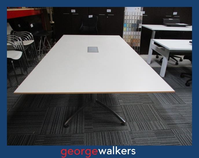 PR6366 White Boardroom Table 2.4M - George Walkers Office Furniture Megastore