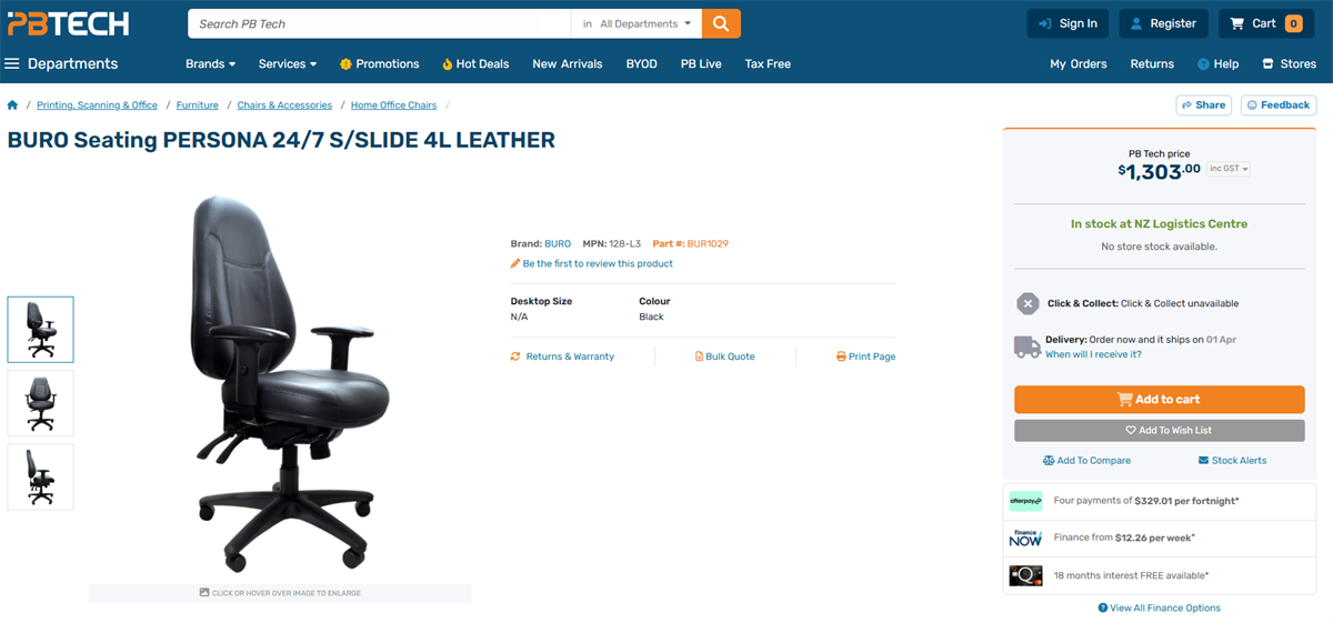 PR5406 - Chocolate Leather Buro Persona Office Chair - George Walkers Office Furniture Megastore