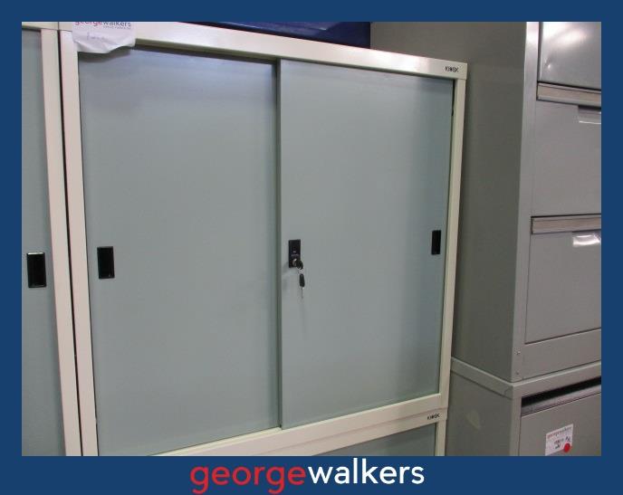 PR5847 Green/Grey Kiosk Lockable Storage Cabinet - George Walkers Office Furniture Megastore