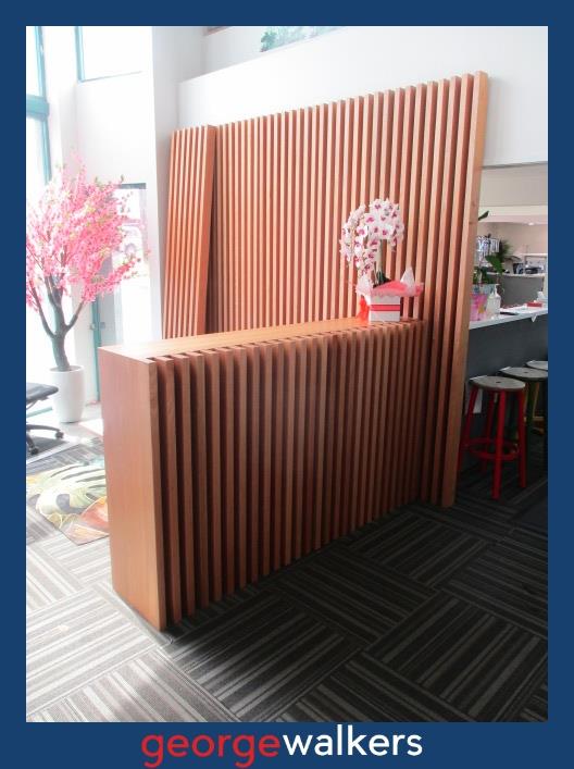 PR6512 Slat Wood Reception Counter & Panelling - George Walkers Office Furniture Megastore