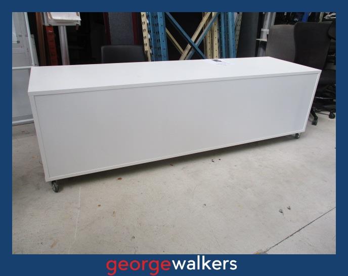 PR6686 White Large Mobile Credenza Storage - George Walkers Office Furniture Megastore