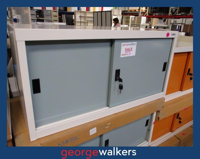 PR5435 - Grey/Blue Kiosk Cabinet - George Walkers Office Furniture Megastore