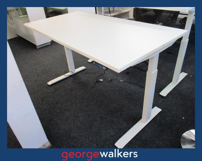 PR6357 White Electric Desk 4 Stage Memory - George Walkers Office Furniture Megastore