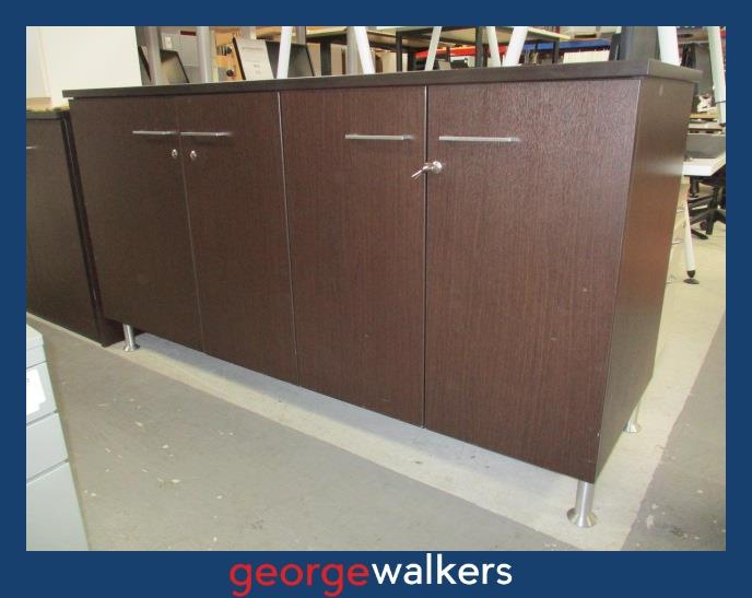 PR6341 Chocolate Woodgrain Melteca 4 Door Credenza - George Walkers Office Furniture Megastore