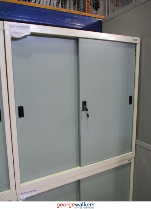 PR5847 Green/Grey Kiosk Lockable Storage Cabinet - George Walkers Office Furniture Megastore