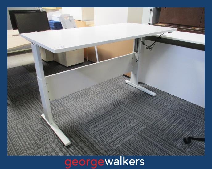 PR6384 White Electric Height Adjustable Desk 1.6M - George Walkers Office Furniture Megastore