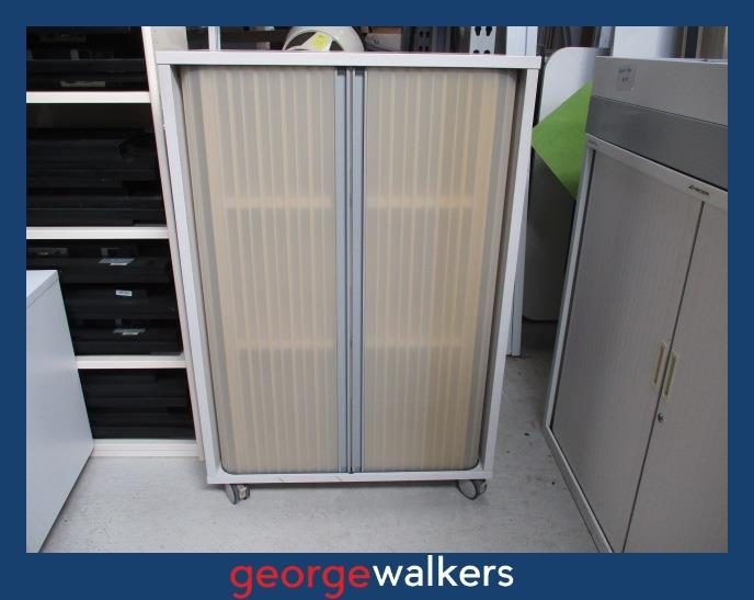 PR6114 Grey Tambour Cabinet - George Walkers Office Furniture Megastore