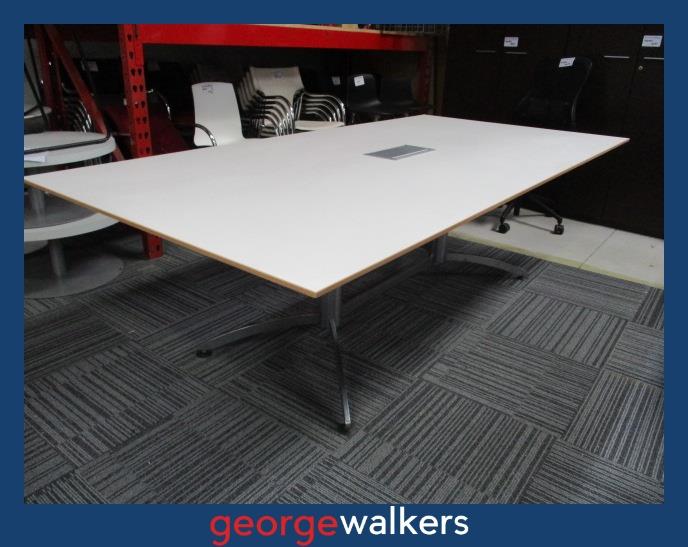 PR6366 White Boardroom Table 2.4M - George Walkers Office Furniture Megastore