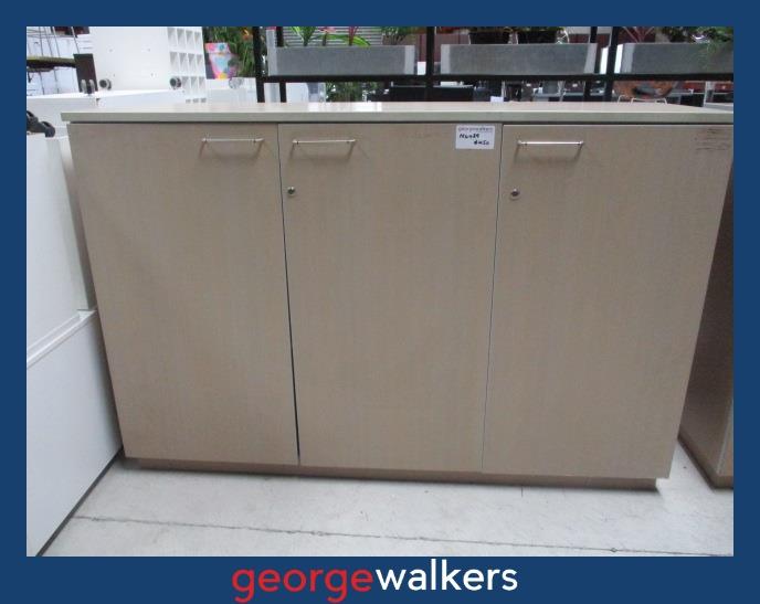 PR6489 Whitewashed Beech Melteca Large 3 Door Storage Cupboard - George Walkers Office Furniture Megastore