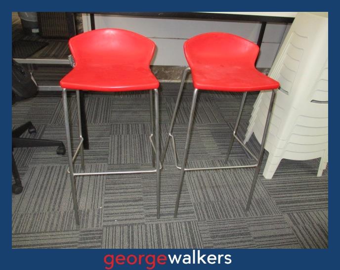BARSTOOLS – PAIR – GABER GULIVER – MADE IN ITALY – RED – PR6866 - George Walkers Office Furniture Megastore