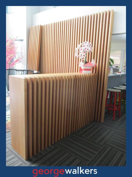 PR6512 Slat Wood Reception Counter & Panelling - George Walkers Office Furniture Megastore