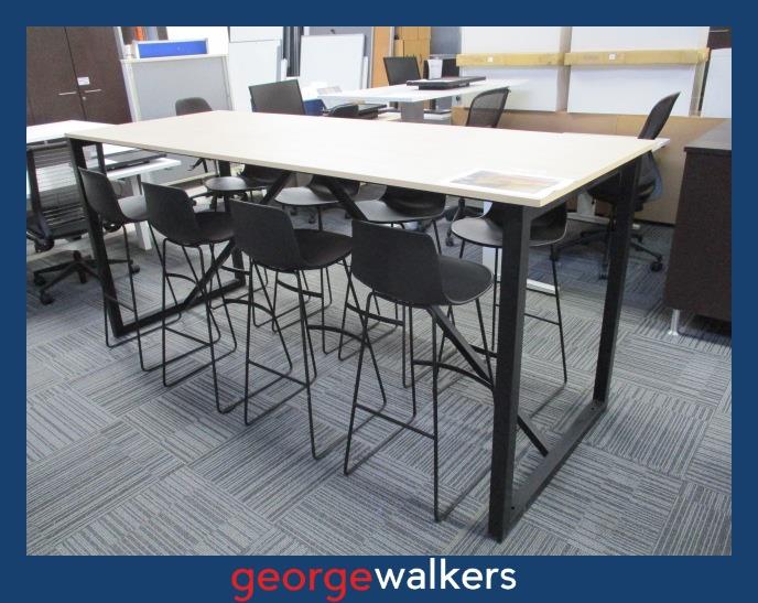 PR6365 Maple Woodgrain UFL Leaner and Barstool Set - George Walkers Office Furniture Megastore