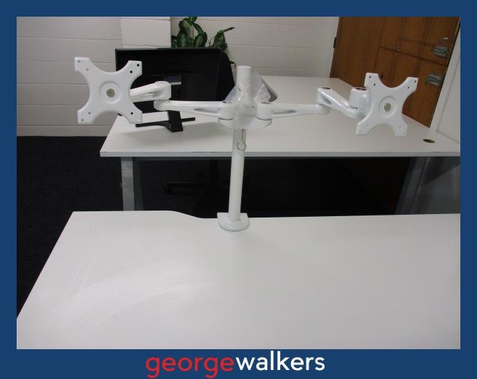 AB008 - White Dual Monitor Arm - George Walkers Office Furniture Megastore