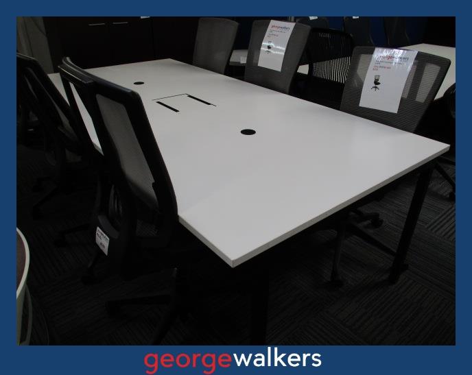 PR6367 White Boardroom Table with Tech Port Access - George Walkers Office Furniture Megastore