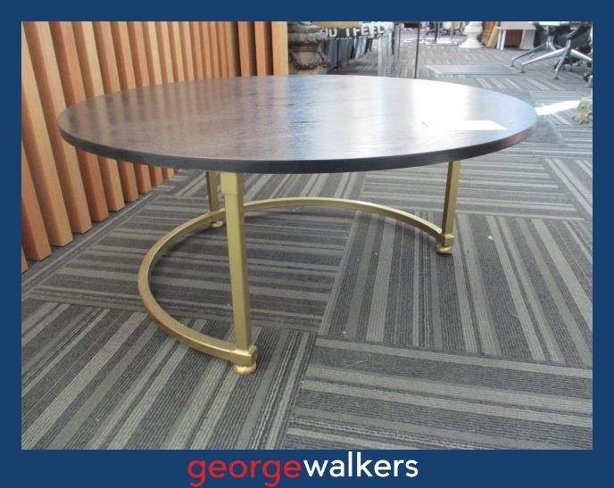 COFFEE TABLE – ROUND – BLACK WOODGRAIN – GOLD BASE – PR6870