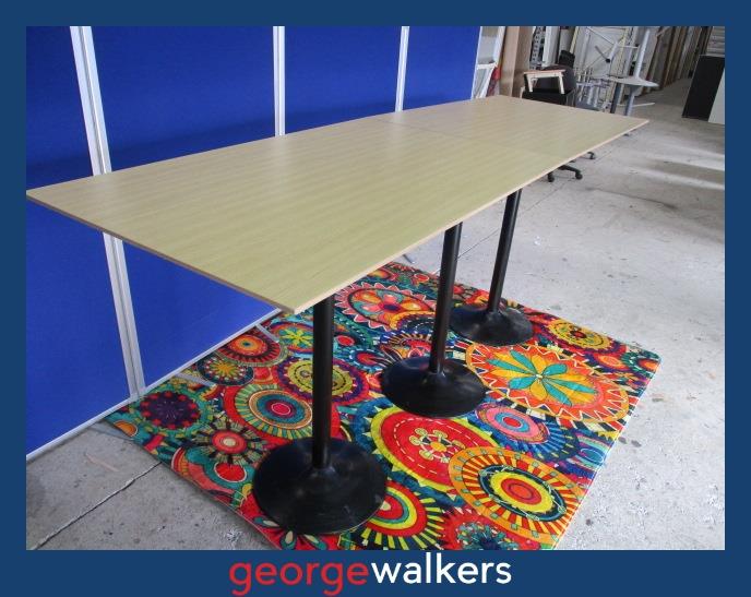 PR6215 Maple Bar Leaner Top - 3 Black Pedestal Bases - George Walkers Office Furniture Megastore