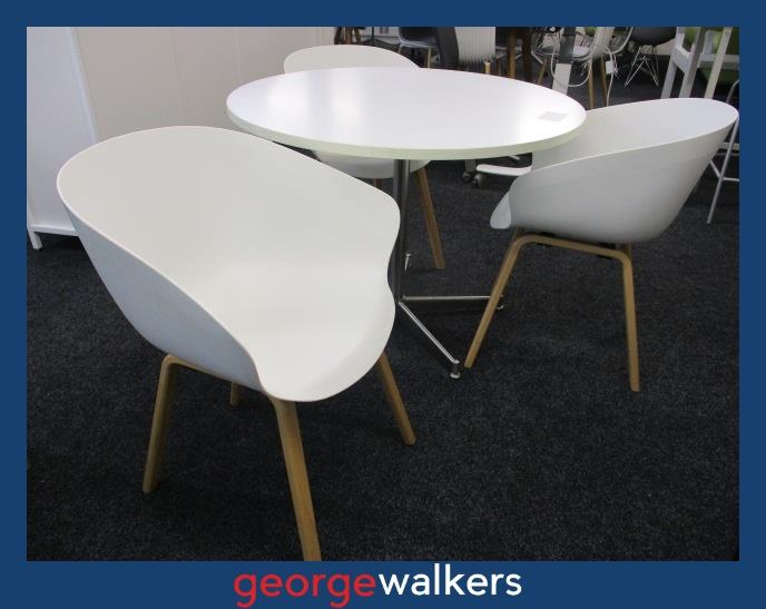 PR5861 White Round Meeting Table + 3 Tub Chair Set - George Walkers Office Furniture Megastore