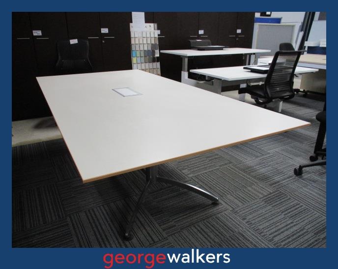 PR6366 White Boardroom Table 2.4M - George Walkers Office Furniture Megastore