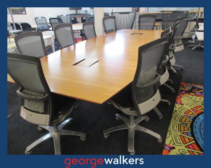 PR6509 Tawa Large 3.6M Boardroom Table & 10x Chairs - George Walkers Office Furniture Megastore
