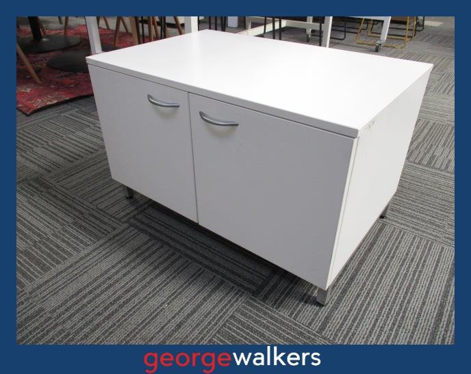 PR6348 White Low Storage Cupboard - George Walkers Office Furniture Megastore