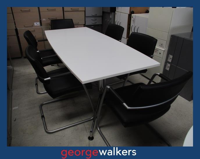PR6502 White Boardroom Table 2M - George Walkers Office Furniture Megastore