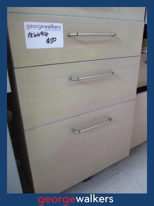 PR6494 Whitewashed Beech Melteca 3 Drawer Mobile - George Walkers Office Furniture Megastore