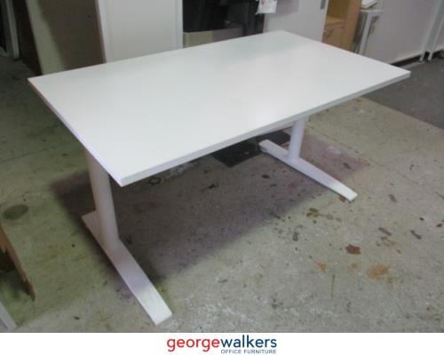PR5816 White Straight Desk - George Walkers Office Furniture Megastore