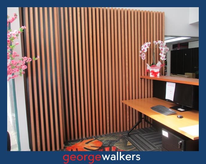 PR6512 Slat Wood Reception Counter & Panelling - George Walkers Office Furniture Megastore