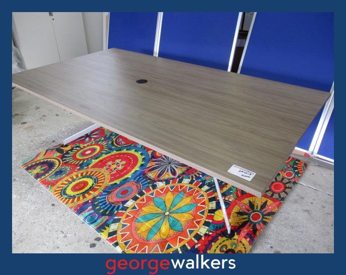 PR6218 Boardroom Meeting Table - Woodgrain Melteca with Grey Metal Base - George Walkers Office Furniture Megastore