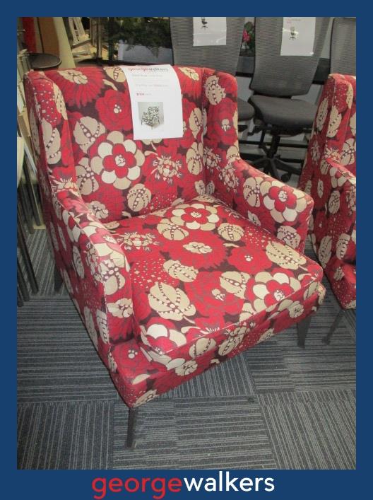 PR6430 Red Floral Pattern David Shaw Designer Link Armchair - George Walkers Office Furniture Megastore
