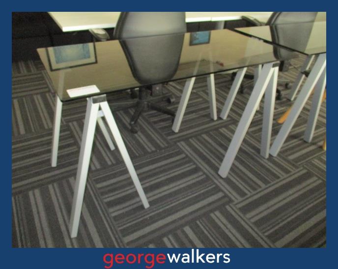 PR6305 Black Glass Trestle Table - George Walkers Office Furniture Megastore