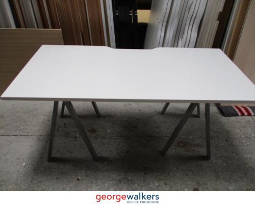 PR4864 - White Straight Desk - George Walkers Office Furniture Megastore