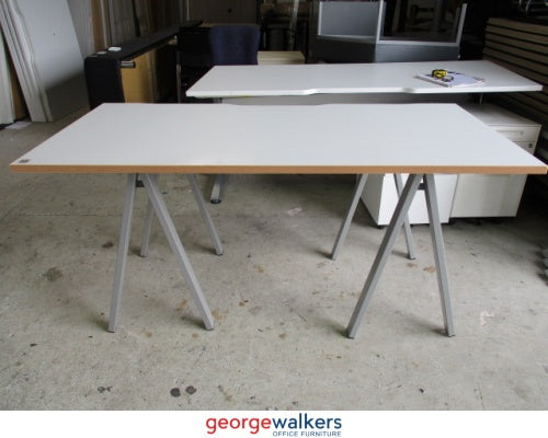 PR4881 - White Straight Desk - George Walkers Office Furniture Megastore