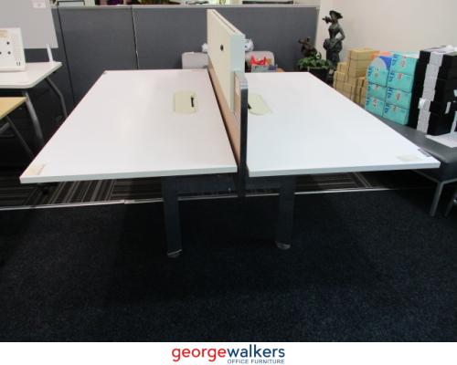 2-Person Pod Desk Height Adjustable White 1800mm - LAST ONE!