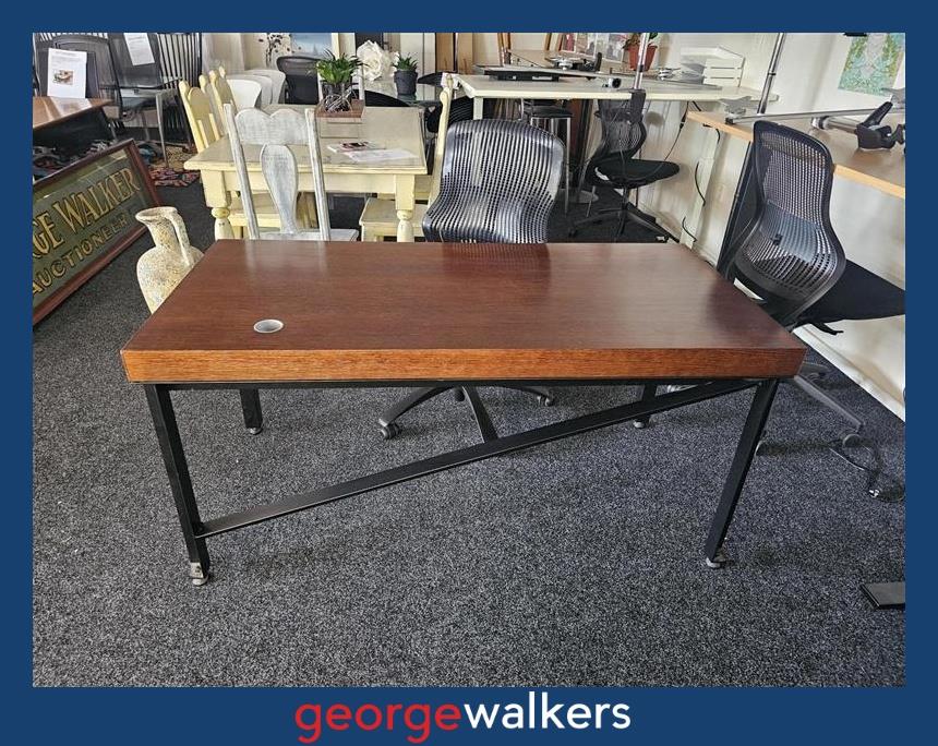 PR6561 Oak Finish Industrial Modern Office Desk - George Walkers Office Furniture Megastore