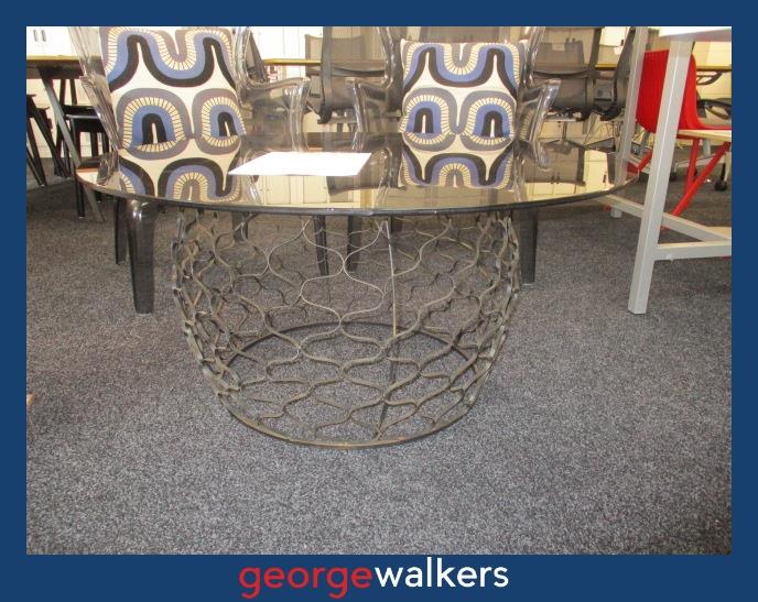 PR5841 Black Glass Round Coffee Table - George Walkers Office Furniture Megastore