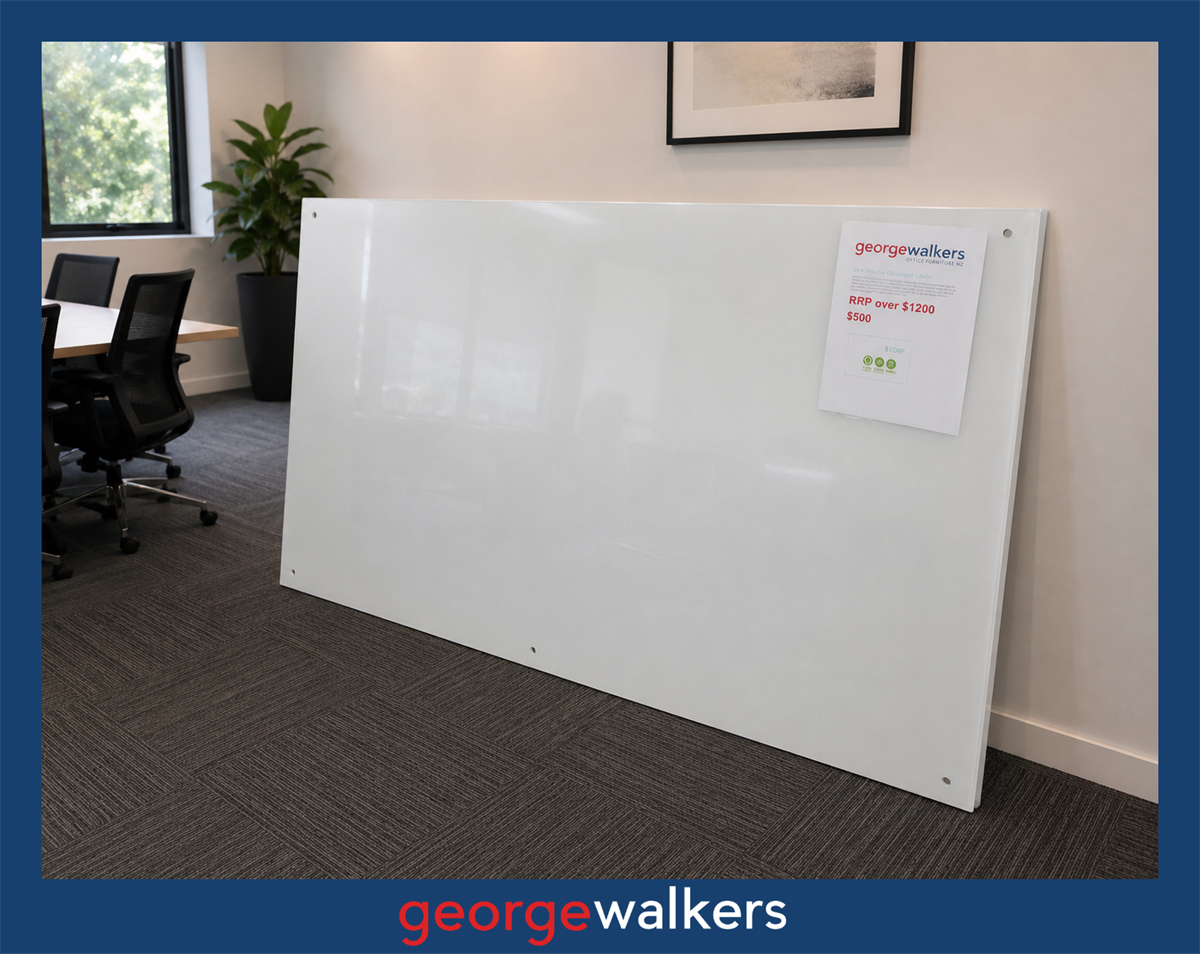 WHITEBOARD GLASS 1800 x 1000MM WALL MOUNT